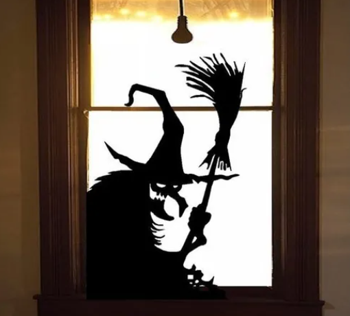 Adorno con forma de bruja para ventana decoraciones de Halloween
